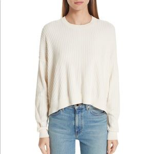 ACNE STUDIOS cream ribbed crewneck sweater